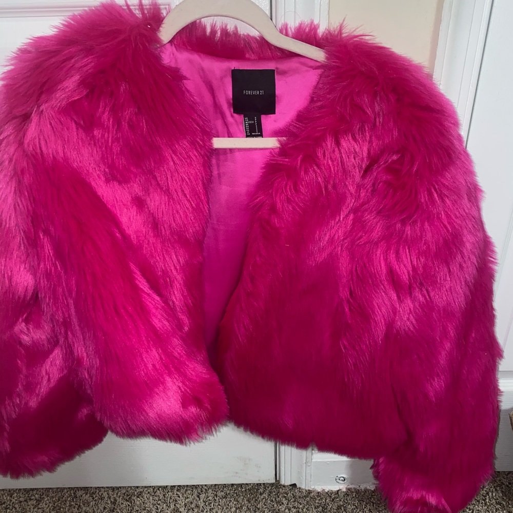 Pink furry coat